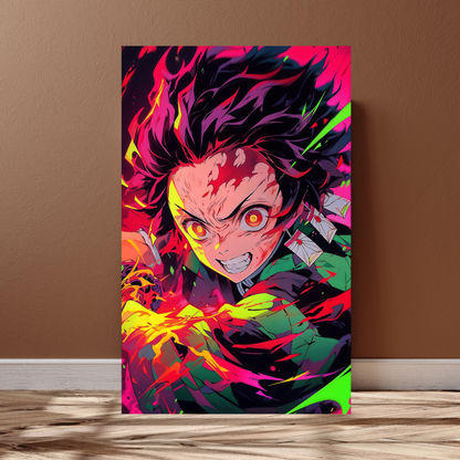 TANJIRO KAMADO - DEMON SLAYER FAN ART - Anime Poster - Aluminum Metal - Unframed - Magnetic mount