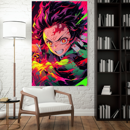 TANJIRO KAMADO - DEMON SLAYER FAN ART - Anime Poster - Aluminum Metal - Unframed - Magnetic mount