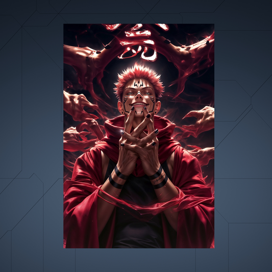 SUKUNA - Jujutsu Kaisen FAN ART - Anime Poster - Aluminum Metal - Unframed - Magnetic mount