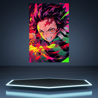 TANJIRO KAMADO - DEMON SLAYER FAN ART - Anime Poster - Aluminum Metal - Unframed - Magnetic mount